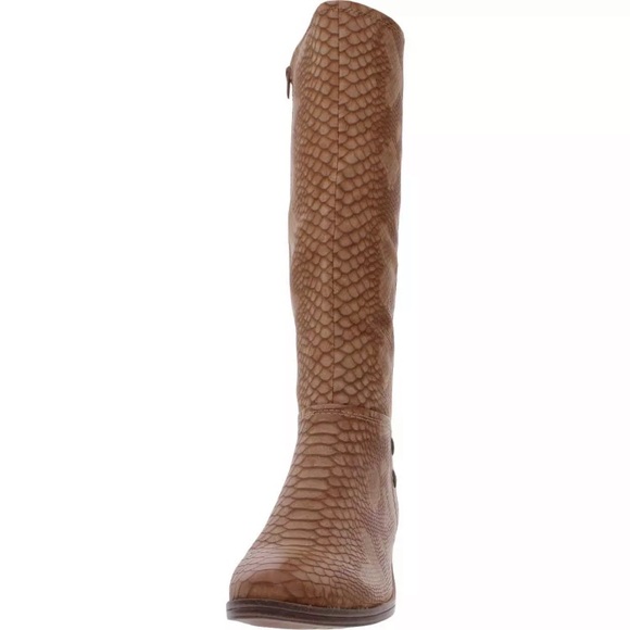 ❌SOLD OUT❌ NIB [Baretraps] Madelyn Brown Snake Print Knee-High Boots Womens - Picture 4 of 7